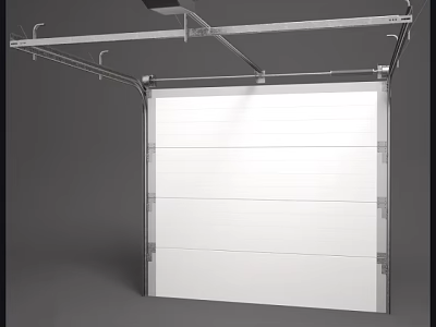 Modern White Garage Door Design With Steel Panel And Automatic System 3d model