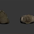 Rolled Outdoor Camping Gear In Brown Green And Beige With Straps