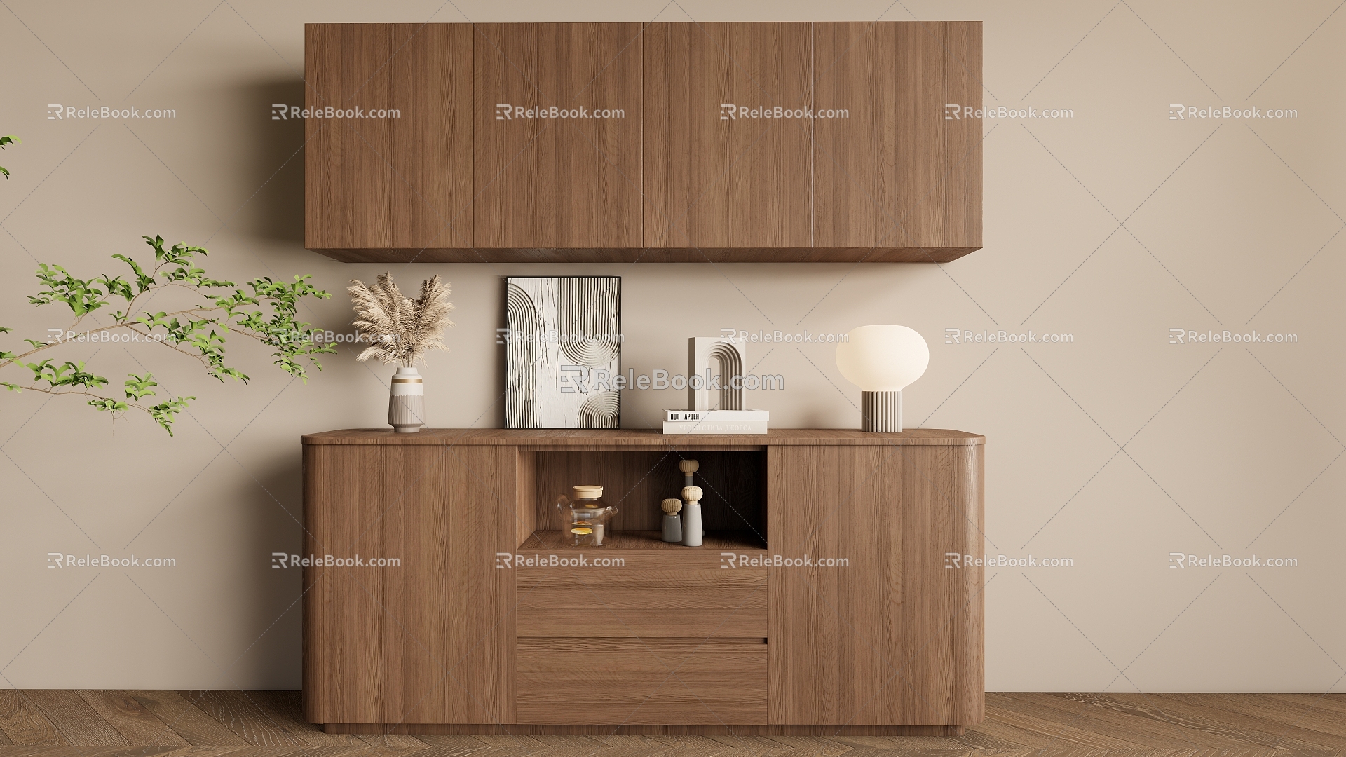 Quiet Style Sideboard Decorative Cabinet 3d model