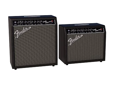 Fender Brand Two Speakers With Black Design And Grill Panels And Control Knobs 3d model