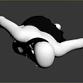 White Mannequin In Black Outfit With Hands On Hips Against Gray Background