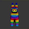 Colorful Donkey Shaped Piñata With Vibrant Paper Strips And Blue Ears