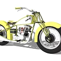 Yellow Classic Motorcycle With Retro Engine Design And Vintage Style Features