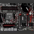 MSI Computer Motherboard With Red Black Color Heatsinks And Ports Circuit Design
