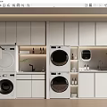 Modern White Balcony Cabinets With Washing Machines Sink Storage Shelves And Toiletries