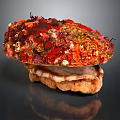 Vibrant Shellfish Seafood Dish With Colorful Red Orange Green Fresh Toppings