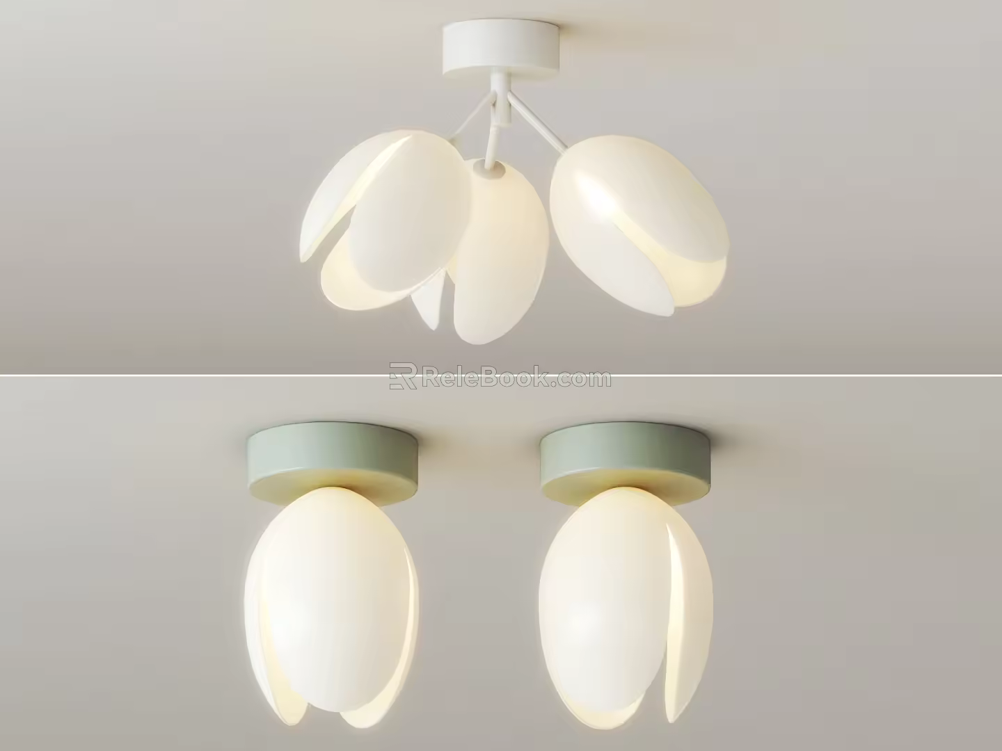 Cream wind ceiling lamp 3d model