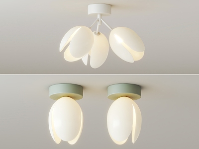 Cream wind ceiling lamp 3d model