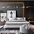 Modern background double bed 3d model