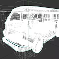 Vintage Blue and Red Van with Classic Design and Open Side Door