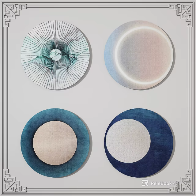 Stylish Round Rugs With Diverse Patterns And Colorful Textures For Home Decoration 3d model 