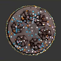 Delicious Layered Chocolate Cake With Chocolate Decorations And Colorful Sprinkles