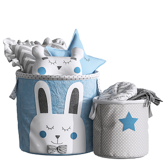 Modern Storage Basket Bunny Flannel Storage Barrel Toy 3d model