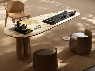 Modern Italian Tea Table and Chair Italian Tea Table and Chair Tea Set Teapot 3d model