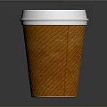 Orange Paper Cup With Silver Lid And Diamond Pattern For Hot Drinks 3d model