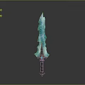 Fantasy Blue Ice Crystal Sword Weapon with Transparent Blade Metallic Hilt