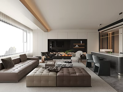 Modern Home Living Room Large Apartment Living Room Horizontal Hall Living Room Guest Meal Integration 3d model