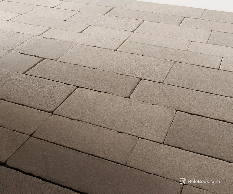 Gray Rectangular Brick Ground Surface With Orderly Arranged Stone Pavement Layout Design 3d model 