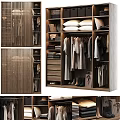 Modern Wardrobe Interior With Hanging Clothes Folded Items Drawers And Shoes Storage 3d model