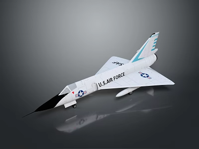 U.S. Air Force White Airplane Model With Light Blue Tail And Military Insignia 3d model