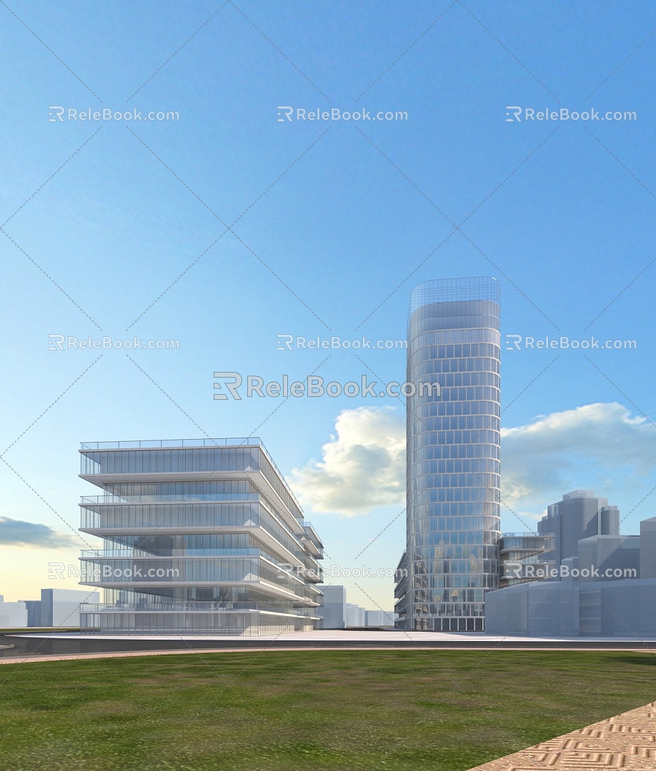 Ningbo Jiangkou high-rise public office building 3d model