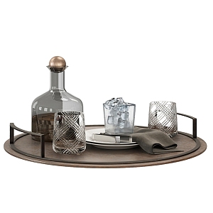 Modern Tray Glass Cup Tray 3d model