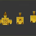 Cute Cube Shaped Cartoon Characters And Creatures In Yellow Orange White Gray With Smiling Faces