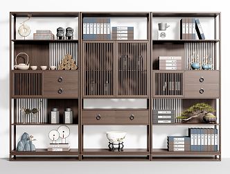 New Chinese-style Bookcase Decorative Cabinet Book Ornaments 3d model