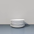 Stacked White Plates As Essential Household Items On Gray Tabletop 3d model