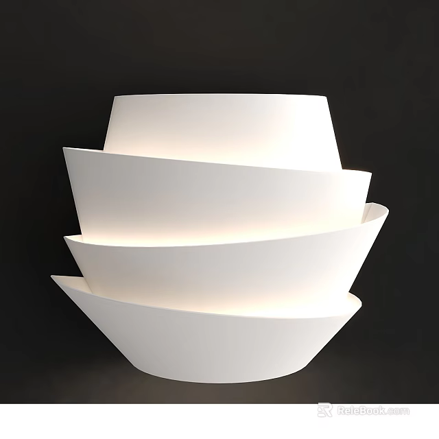 Modern White Table Lamp With Layered Curved Shapes And Minimalist Design 3d model 