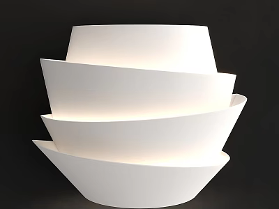 Modern White Table Lamp With Layered Curved Shapes And Minimalist Design 3d model