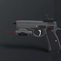 Tactical Handgun with Red Laser Sight Black Body Ergonomic Grip and Precision Aiming Features