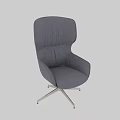 Modern Gray Fabric Accent Chair with High Back Design and Metal Swivel Base