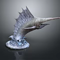 Leaping Sailfish Sculpture With Sail Like Dorsal Fin Long Bill And Wave Base