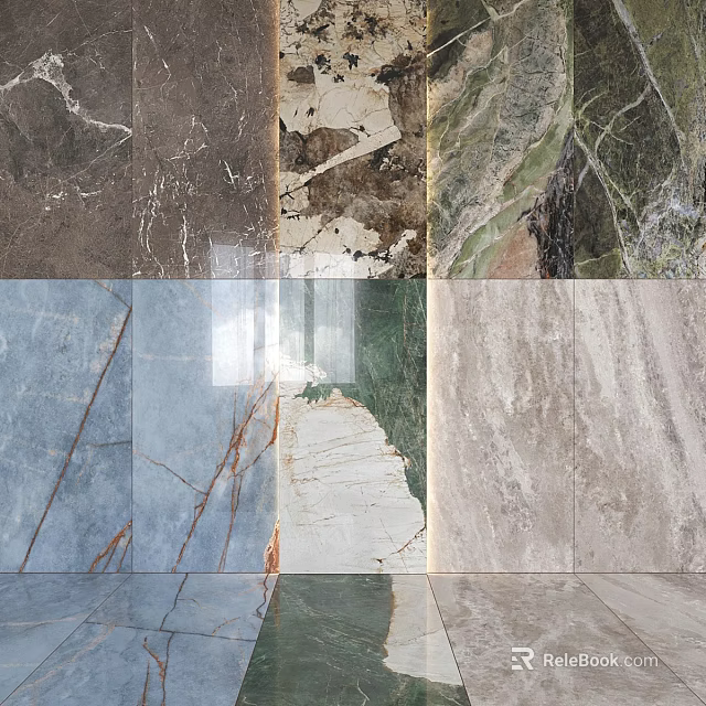 Natural Marble Components Featuring Various Colors and Textures for Interior Design 3d model