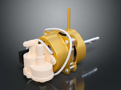 Golden Mechanical Component With White Components And Metal Rod 3d model