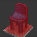 Simple Blue Plastic Chair Furniture Placed On White Square Base