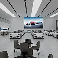Modern Car Dealership Showroom Interior With New White Cars Neatly Arranged In Spacious Design