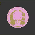 Gold Coin Sculpture Engraving With Intricate Design And 70th Anniversary Text