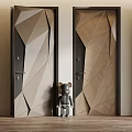 Modern Swing Door Interior Design With Geometric Patterns And Wooden Texture 3d model