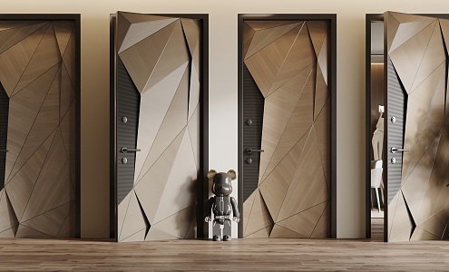 Modern swing door creative special-shaped single door bedroom door artistic polygon constitutes artistic entry single door creative diamond special-shaped single door 3d model