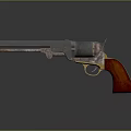 Vintage Revolver With Wooden Grip And Metal Barrel Weapon