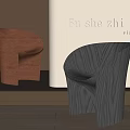 Minimalist Modern Leisure Chair With Wooden Brown Black And Light Shadow