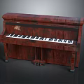 Classic Mahogany Upright Piano With Wood Grain Finish Black And White Keys