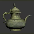 Brass Electric Teapot with Decorative Patterns Lid and Handle for Home Use