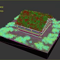 Green Plants Covering Roof On Miniature Wooden House With Surrounding Small Plants