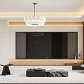 Modern Duplex Living Room Interior With TV Wall Chandelier And Coffee Table Decor