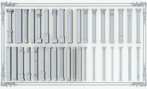 European Roman Column Gypsum 3d model