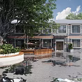Modern Library Building Architecture With Glass Walls Courtyard Greenery And Reading Spaces
