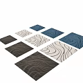 Modern Square Rugs with Dark Gray Light Gray and Blue Wavy Lines Design 3d model